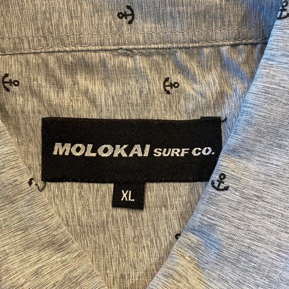 Molokai Surf Company Gray/Anchors Casual Button Down XL - Picture 3 of 6